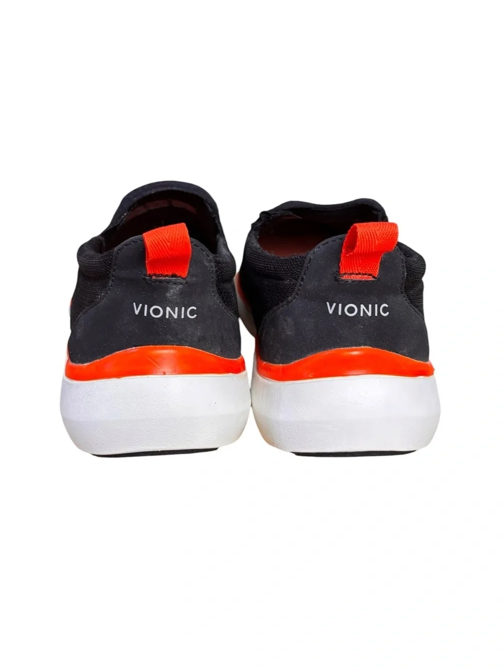 Vionic Vortex Zeta Slip-On Sneakers – Black Mesh w/ Orange Trim Women’s Size 9